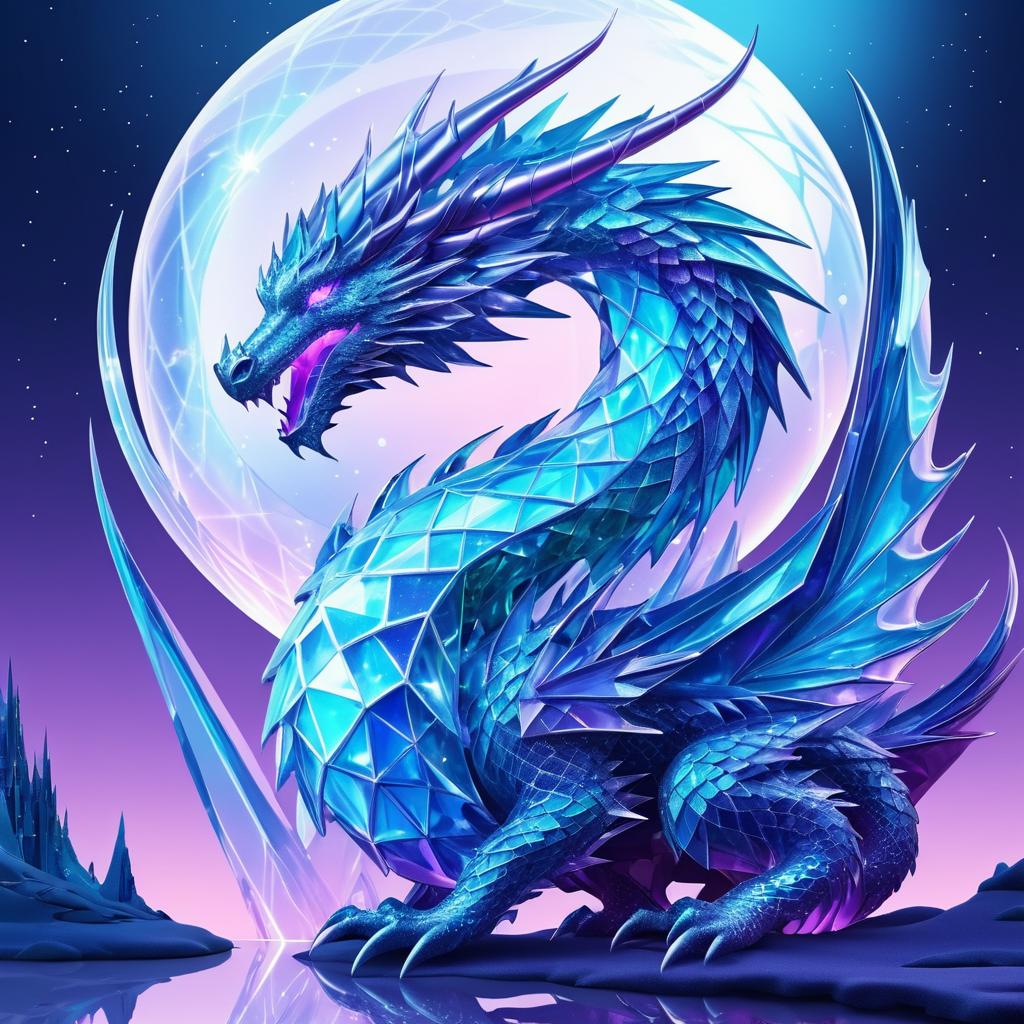 Futuristic Crystal Dragon Fantasy Illustration