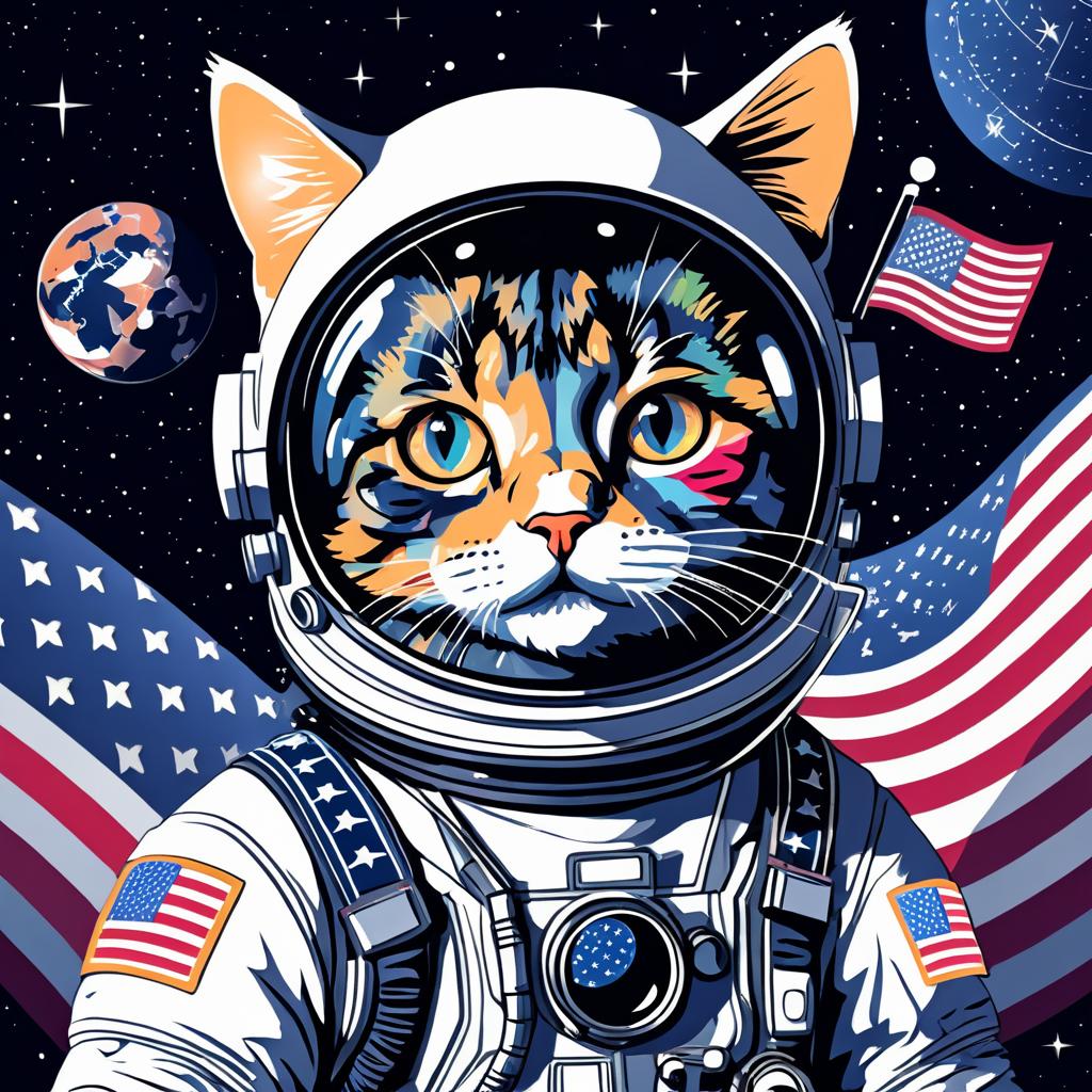 Futuristic Cat Astronaut in Space