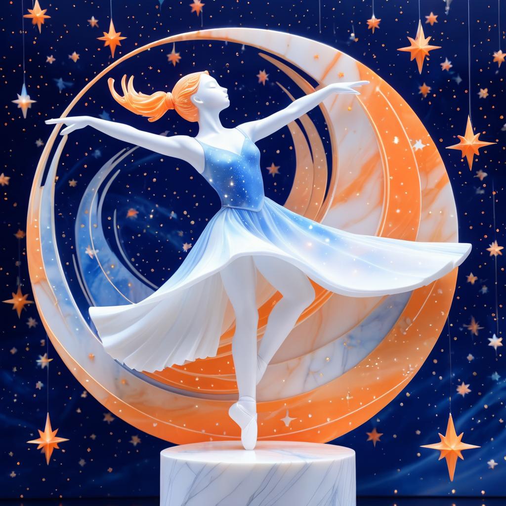 Marble Ballerina Under Starry Constellations