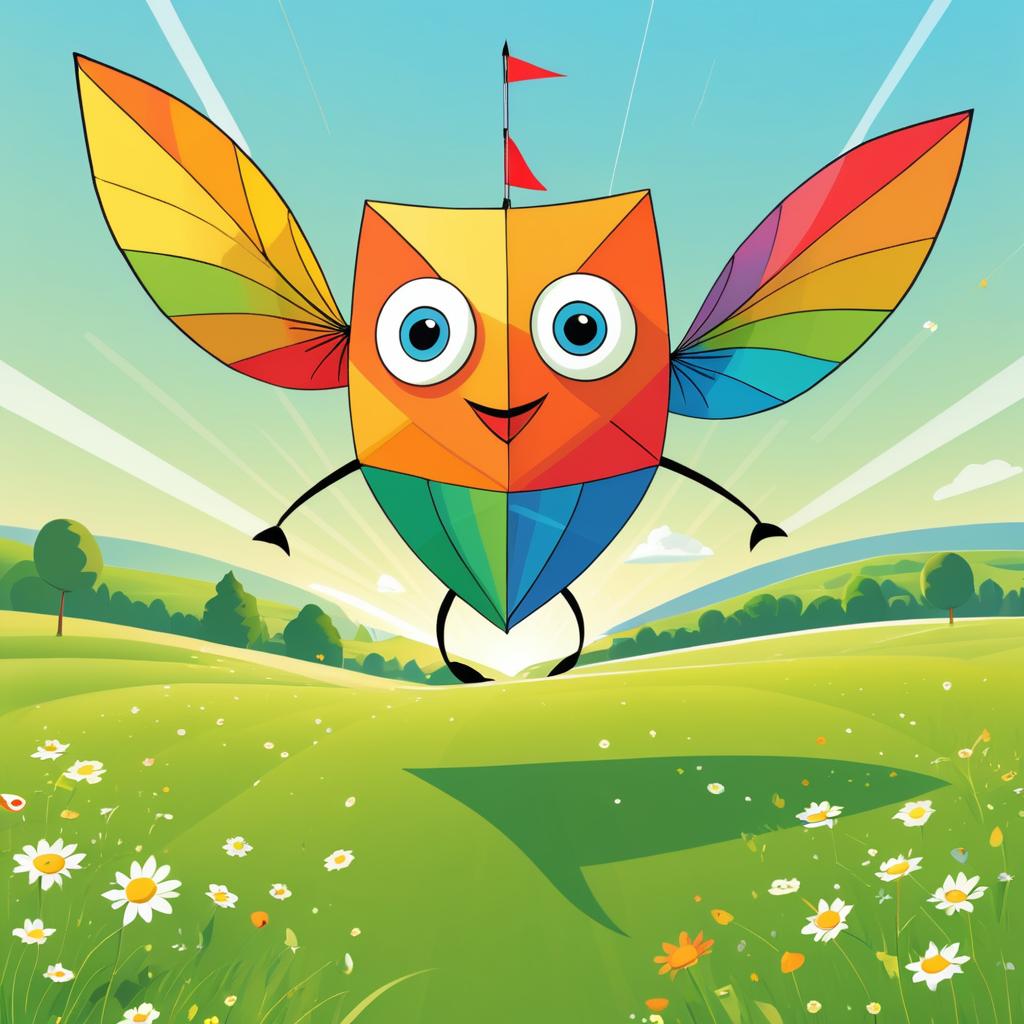 Whimsical Kite Character in Sunny Meadow