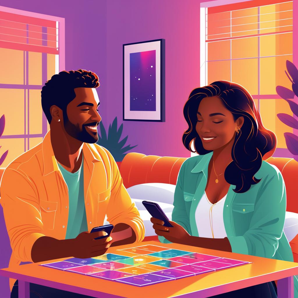 Vibrant Illustrated Card Game for Couples