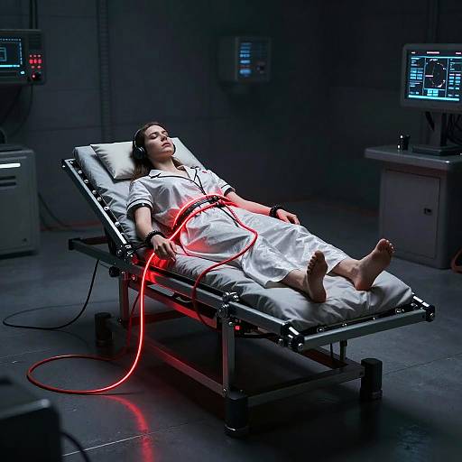 Futuristic Torture Bed with Restraints