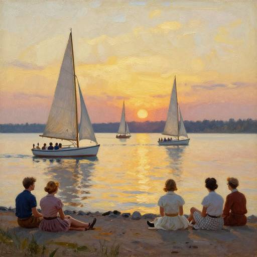 1968 Lakeside Sunset Impressionism