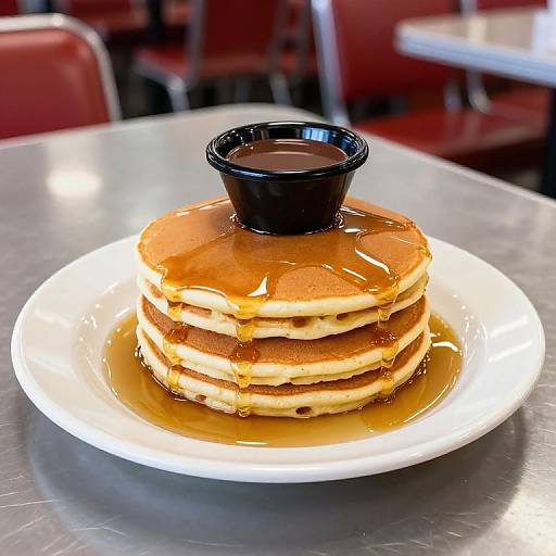 Golden Pancakes with Chocolate Sauce