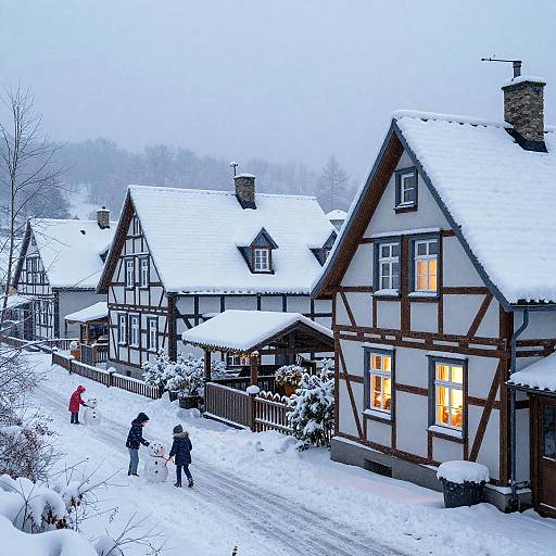 First Snowfall in Charming Village