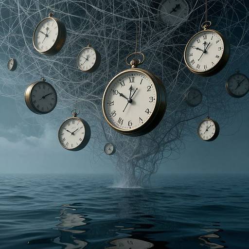 Surreal Floating Clocks and Ocean