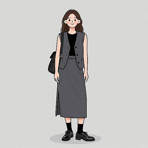 Stylish Woman in Minimalist Gray Outfit