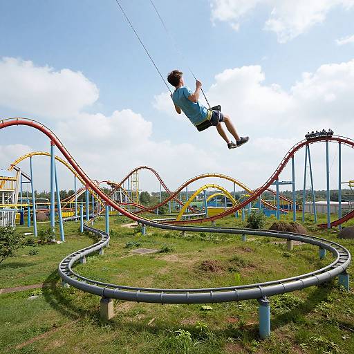 Child Swinging Through Surreal Skies