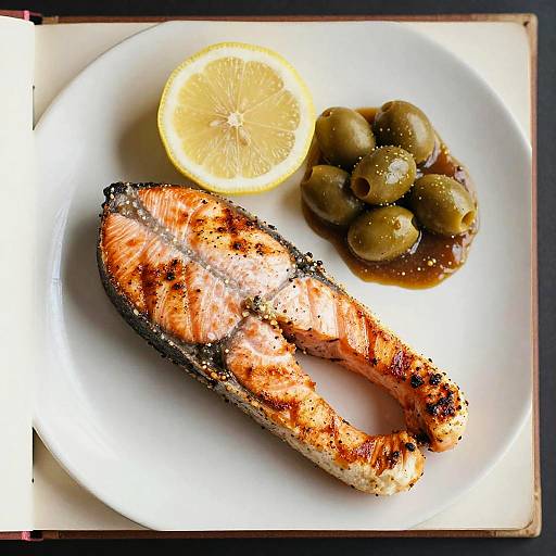 Vintage Food Photography: Grilled Salmon Delight