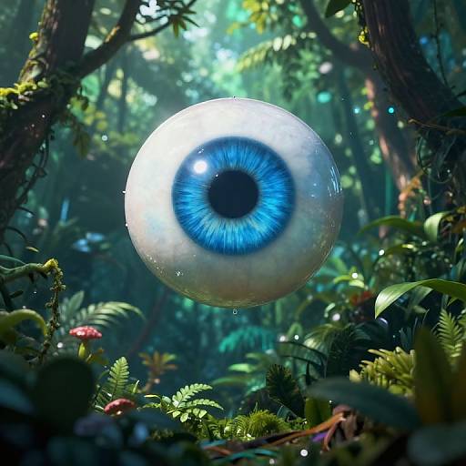 Enormous Blue Eye Over Jungle