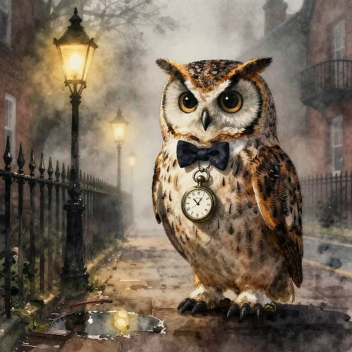 Noir Owl Investigator in Victorian Fog