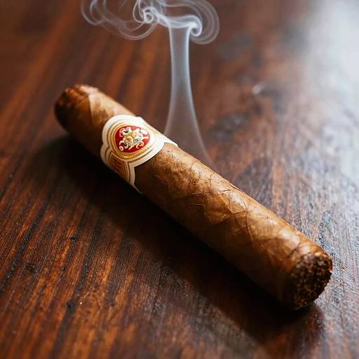 Cuban Link Cigar on Mahogany Table