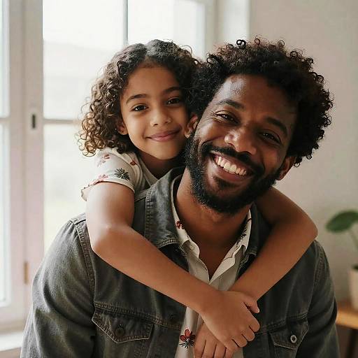 Warm Father and Daughter Window Hug