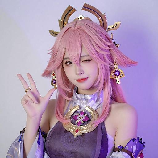 Fantasy Portrait of Pink-Haired Woman