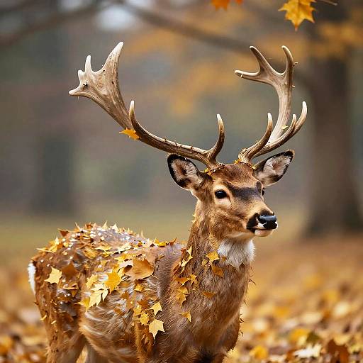 Golden Leaf Deer in Dreamy Light