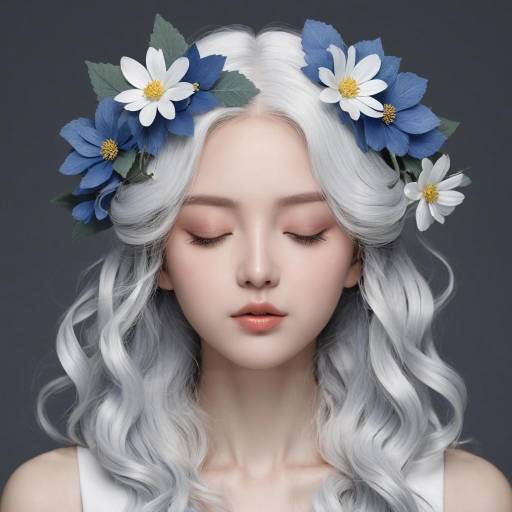 Realistic Portrait of a Girl with Flowers