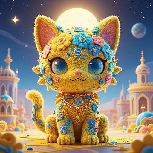 Chibi Feline Toyism in Neon Flora
