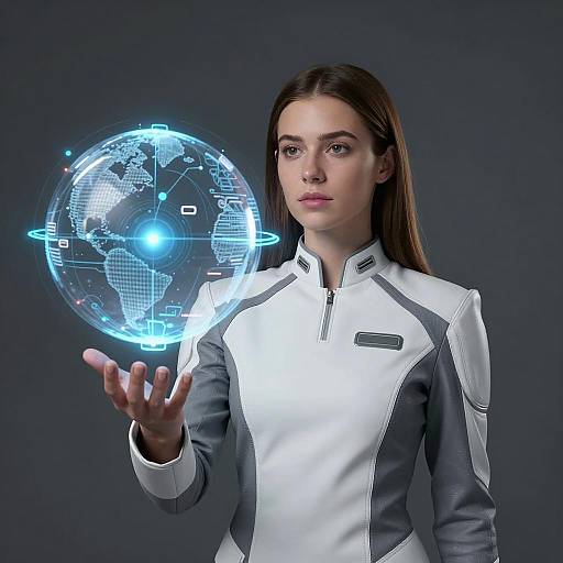 Futuristic Woman with Holographic Sphere