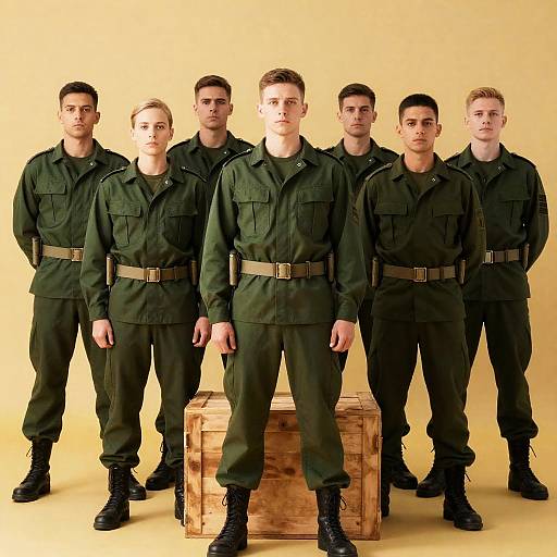 Team of Soldiers in Green Uniforms