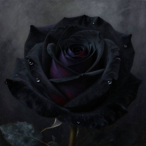 Mysterious Black Rose Close-Up Painting