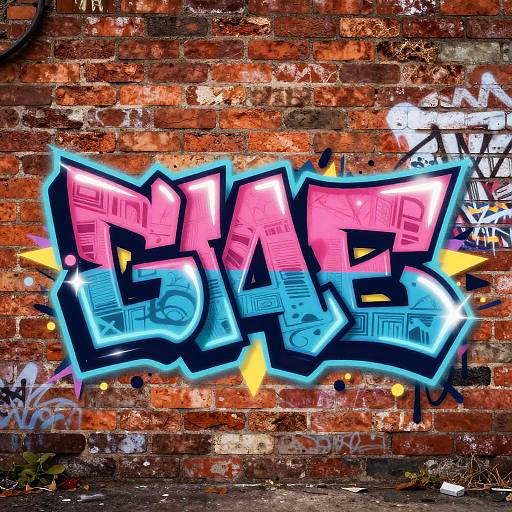Vibrant graffiti of bold, pink and blue letters 