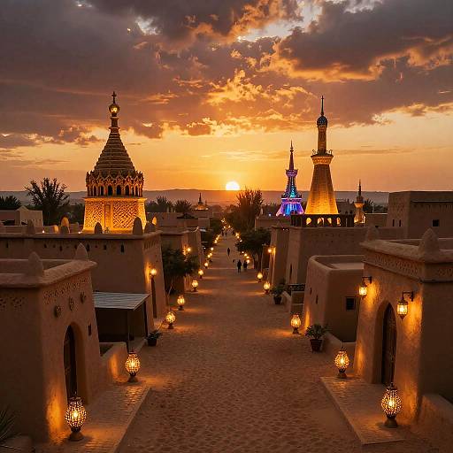 Enchanted Desert Village at Sunset