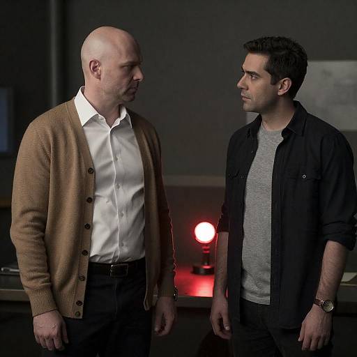 Dim Industrial Portrait: Two Men, Red Light