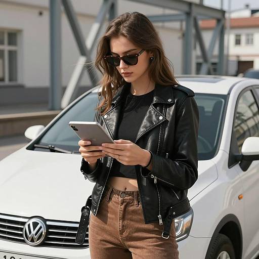 Urban Woman with Tech and Style