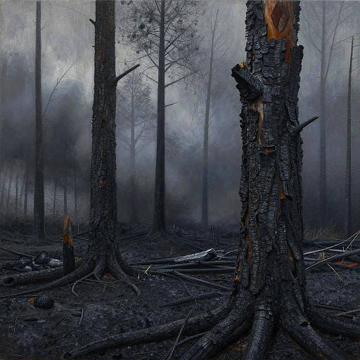 Burnt Forest with Smoky Skies