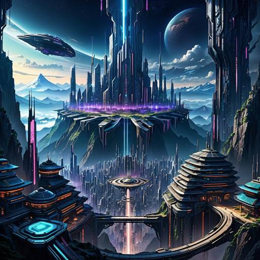 Futuristic City on a Mountain Peak Futuristic City on a Mountain Peak