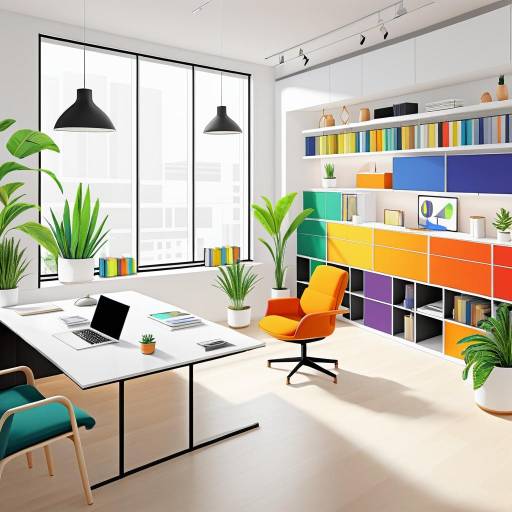 Modern Office with Colorful Storage