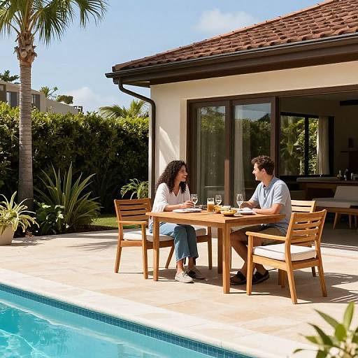 Elegant Poolside Dining Scene