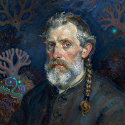 Bioluminescent Impressionist Elderly Man Portrait