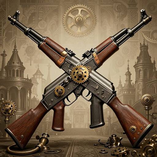 Steampunk AK47 Rifles Illustration
