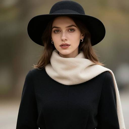 Girl in Black Hat and Dress