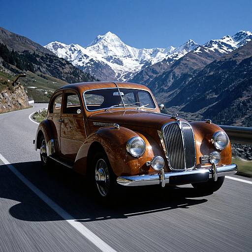 Vintage Riva Car on Mountain Road