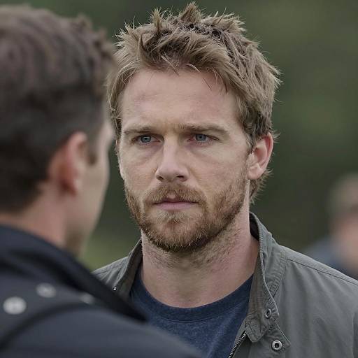 Serious Man in Gray Jacket Portrait