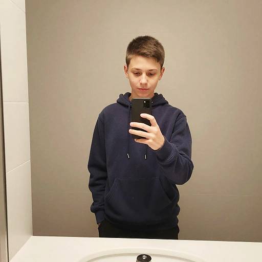 Candid Teenage Boy Mirror Selfie