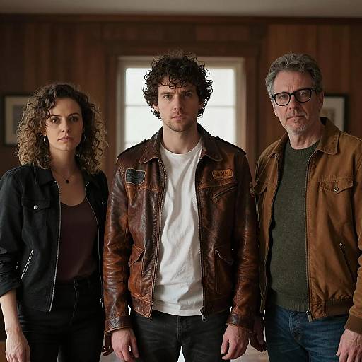 Three Friends in a Dimly Lit Room