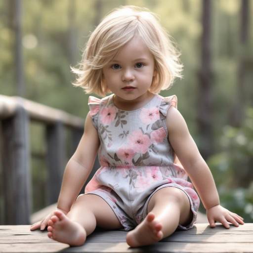 Toddler Girl Sitting on Wooden Bridge