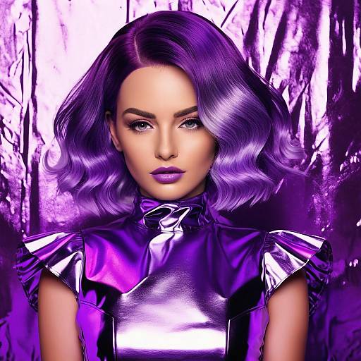 Purple Metallic Girl Close-Up Portrait