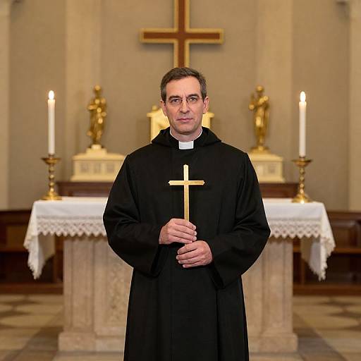 Priest in Fancy Dress at Altar