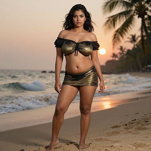 Ultra Realistic Tamil Woman Beach Scene