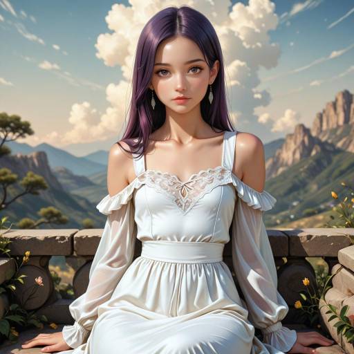 Realistic Portrait of a Girl in White Dress Realistic Portrait of a Girl in White Dress