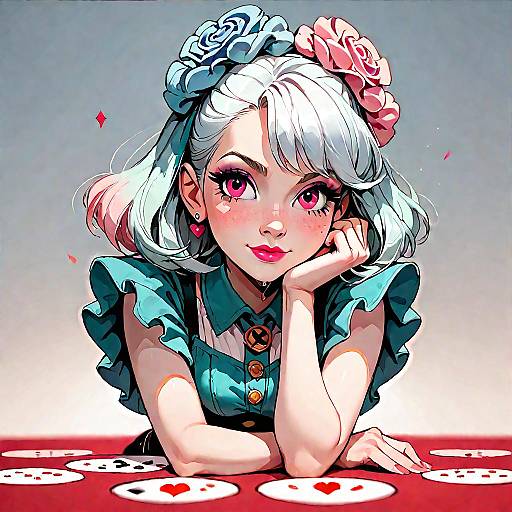 Confident Alice Playing Poker