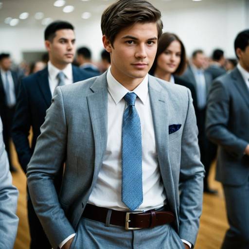 Confident Young Man in Grey Suit