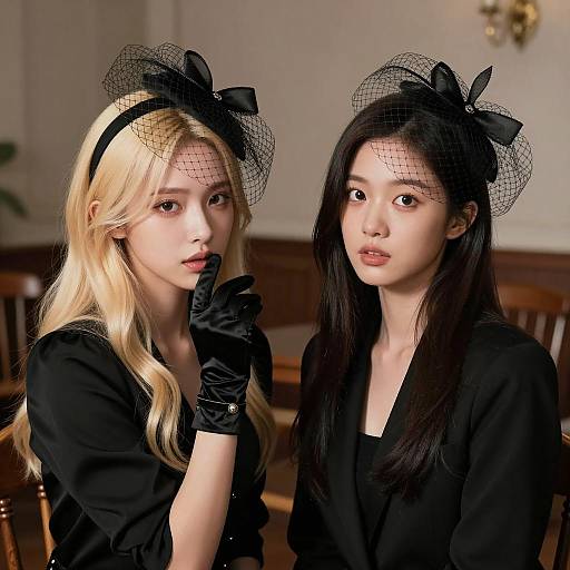 Mysterious Women in Dimly Lit Room