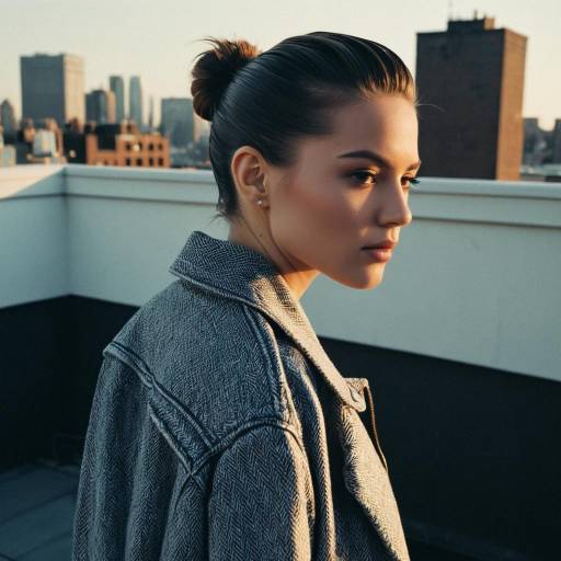 Woman with Slick Back Hairstyle on Rooftop