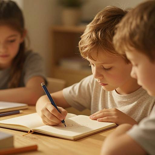 Cozy Child Drawing in Warm Light