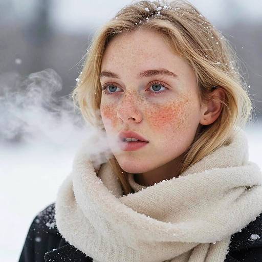 Winter Portrait of Freckled Blonde